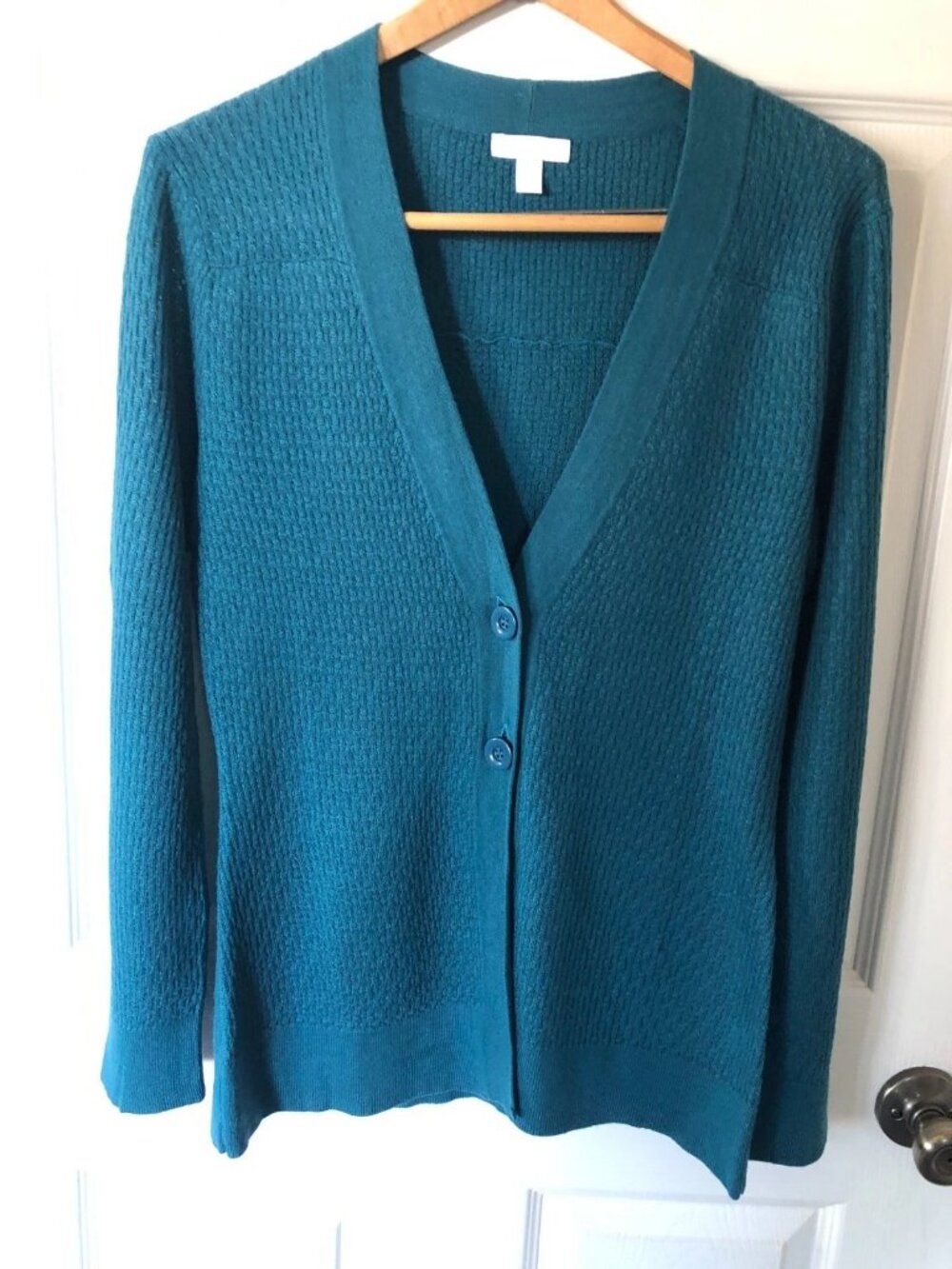 Charter Club Womens Cardigan Sweater Size M Green Color V neck Front Button